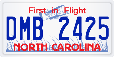 NC license plate DMB2425