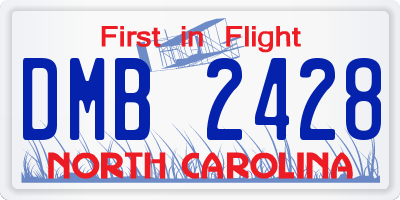 NC license plate DMB2428