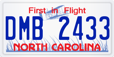 NC license plate DMB2433