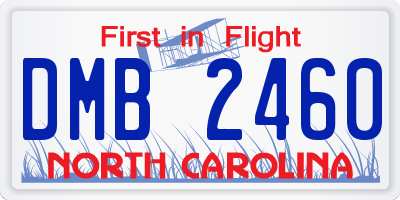 NC license plate DMB2460
