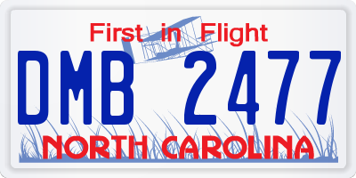 NC license plate DMB2477