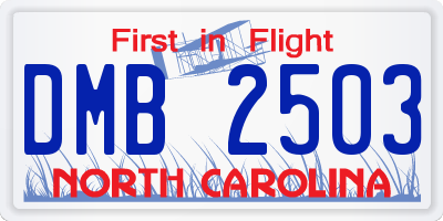 NC license plate DMB2503