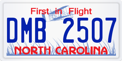 NC license plate DMB2507