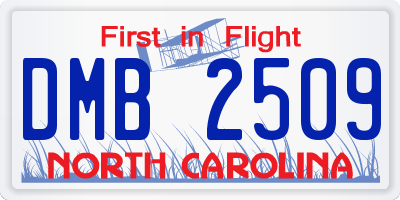 NC license plate DMB2509
