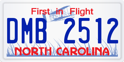NC license plate DMB2512