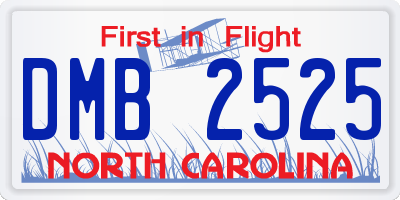 NC license plate DMB2525