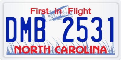 NC license plate DMB2531
