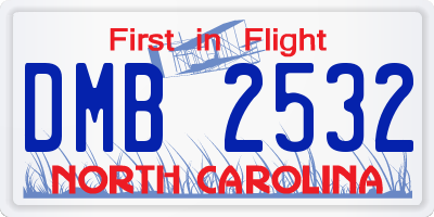 NC license plate DMB2532