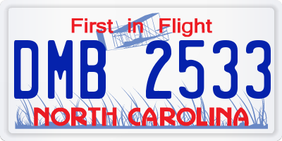 NC license plate DMB2533