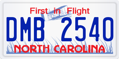 NC license plate DMB2540