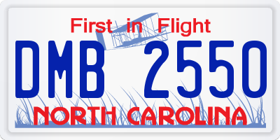 NC license plate DMB2550