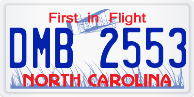 NC license plate DMB2553