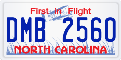 NC license plate DMB2560