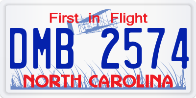 NC license plate DMB2574