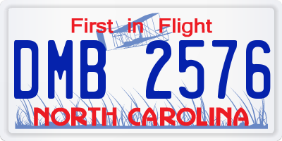 NC license plate DMB2576