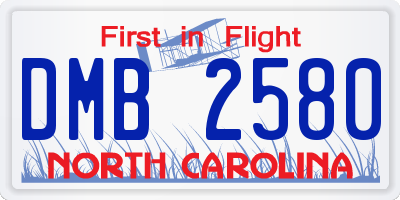NC license plate DMB2580
