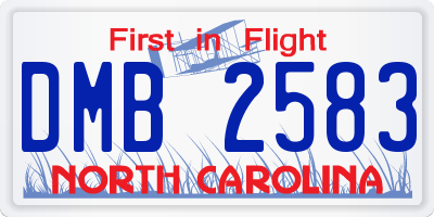NC license plate DMB2583