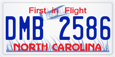 NC license plate DMB2586