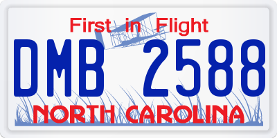 NC license plate DMB2588