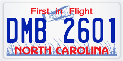 NC license plate DMB2601