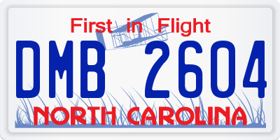 NC license plate DMB2604