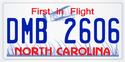 NC license plate DMB2606