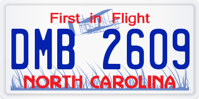 NC license plate DMB2609