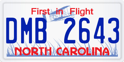 NC license plate DMB2643