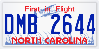 NC license plate DMB2644