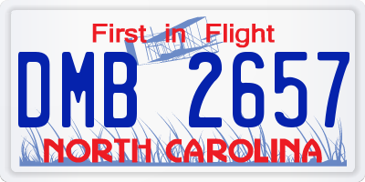 NC license plate DMB2657