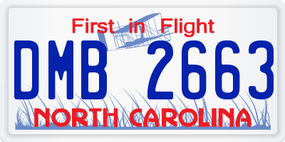NC license plate DMB2663