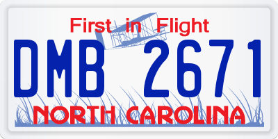 NC license plate DMB2671