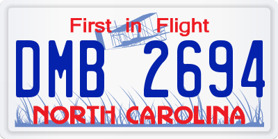NC license plate DMB2694