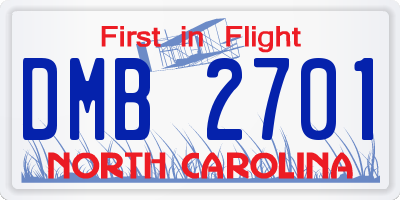 NC license plate DMB2701
