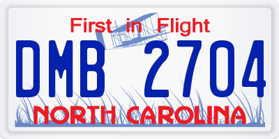 NC license plate DMB2704