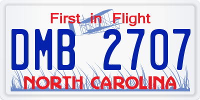 NC license plate DMB2707