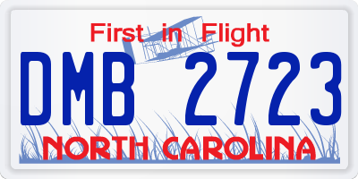 NC license plate DMB2723