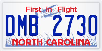 NC license plate DMB2730