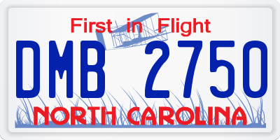 NC license plate DMB2750