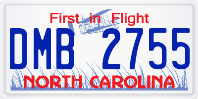 NC license plate DMB2755