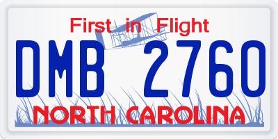 NC license plate DMB2760