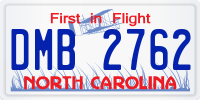 NC license plate DMB2762