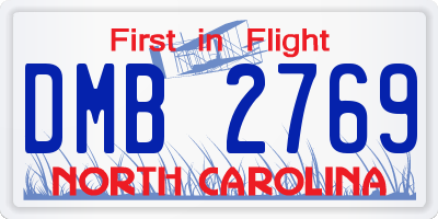 NC license plate DMB2769