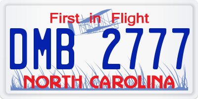 NC license plate DMB2777