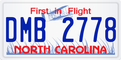 NC license plate DMB2778