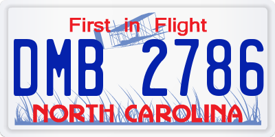 NC license plate DMB2786