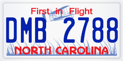 NC license plate DMB2788