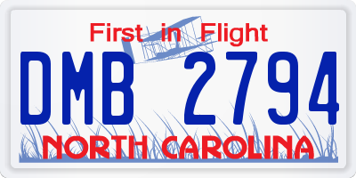 NC license plate DMB2794