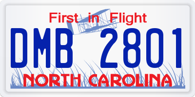 NC license plate DMB2801