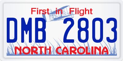 NC license plate DMB2803